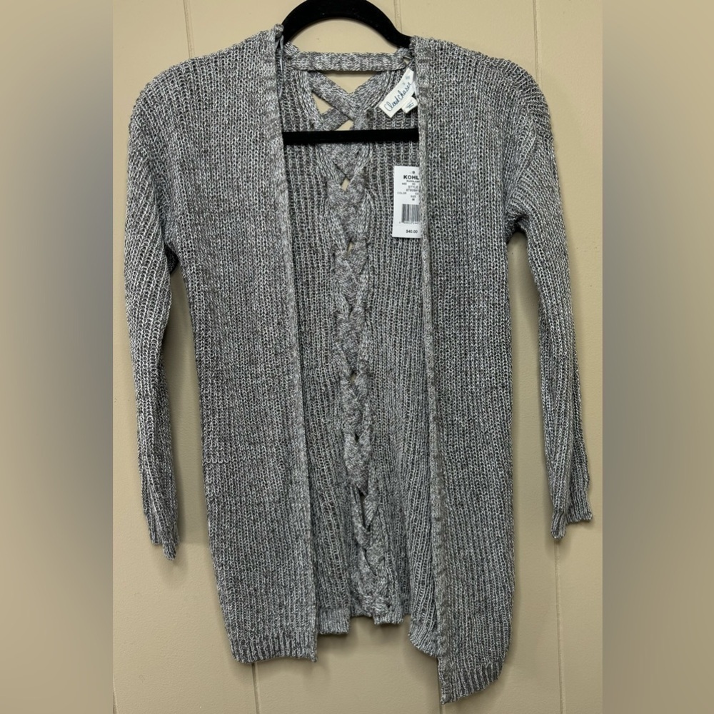 NWT Cloud Chaser Metallic Braided Knit Open Duster Cardigan Womens Medium